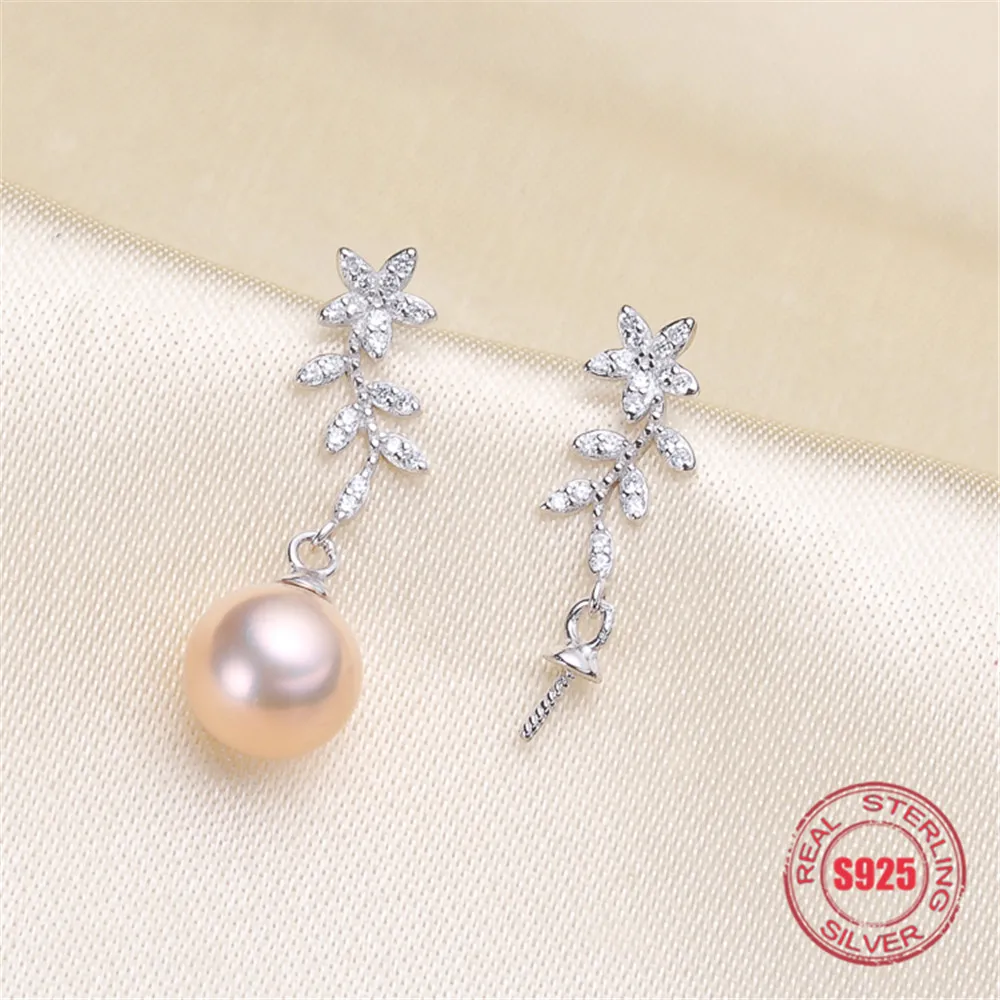 

Classic Pearl Earrings Mounting S925 Sterling Silver Earrings Hooks Dangle Fittings Handmade Craft Accessory
