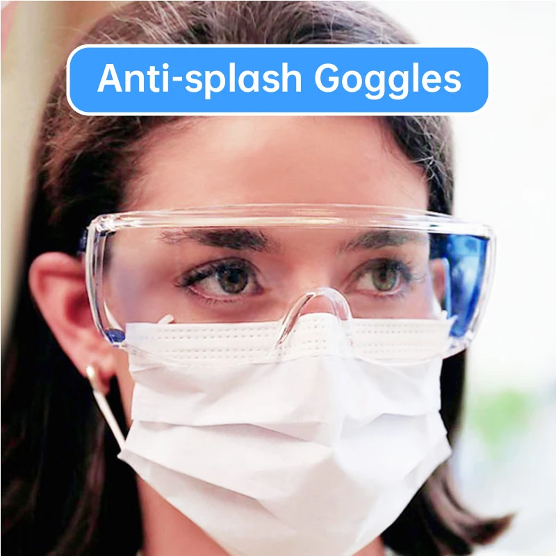 

Anti virus goggles full protection glasses for women dropletprooof men oversized eyeglasses transparent clear lens 2020 hot sale