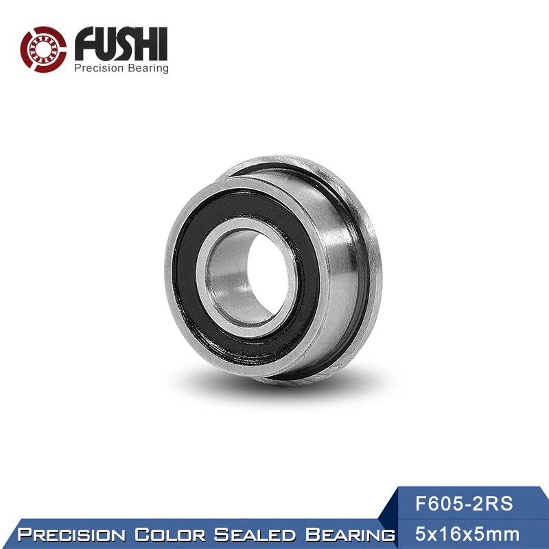 F605-2RS Bearing 5x16x5mm ( 10 PCS ) ABEC-7 Miniature Flanged F605RS Ball Bearings F605 RS f624 2rs bearing 4x13x5mm 10pcs abec 1 miniature flanged f624rs ball bearings rf 1340dd