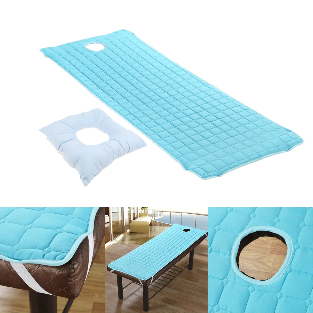 2 Pieces Reusable Washable Massage Table Sheet Cover Pad Set - Includes Foam Padded Mattress & Soft Face Cradle Pillow