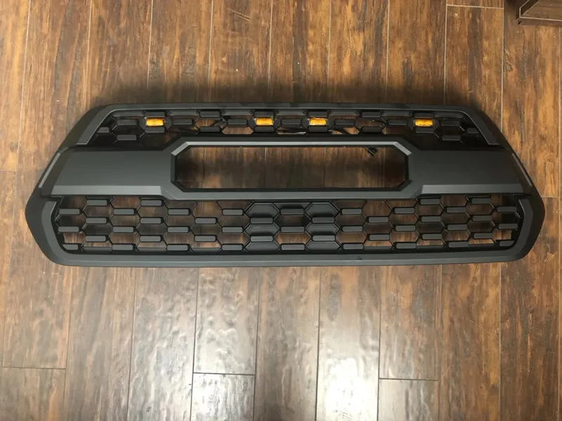 WITH LED Сотовые сетчатые светодиоды на решетку гоночные решетки ABS матовая Черная передняя сетка-занавес маска верхняя сетка гриль подходит для TACOMA - Цвет: WITH LED