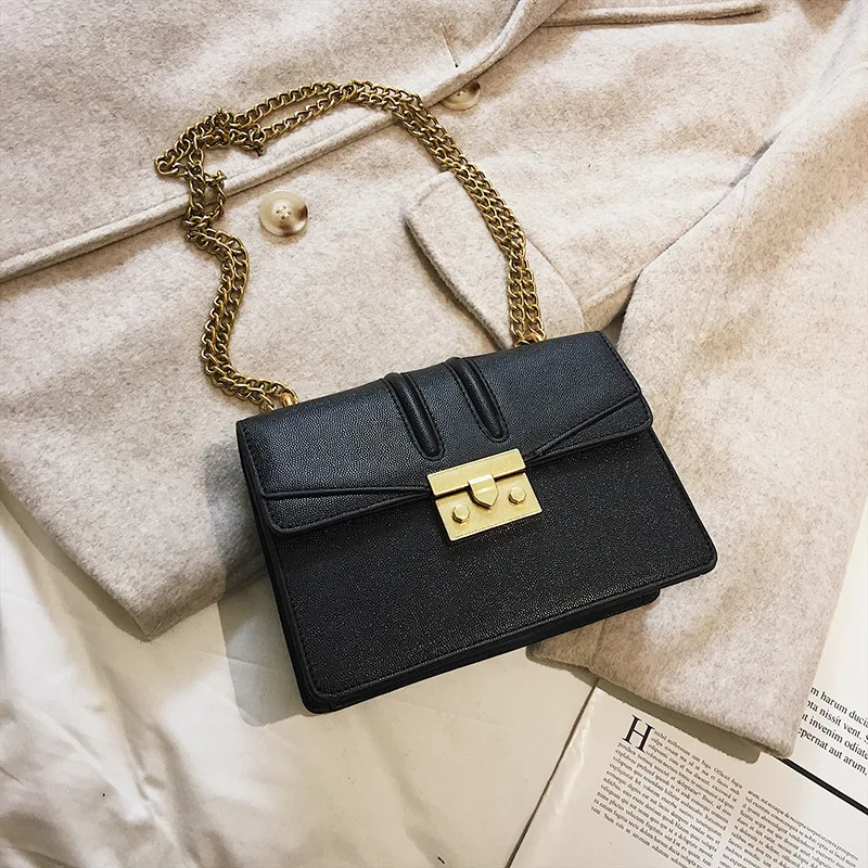 

Textured Bag Women's 2019 New Style Shoulder Bag Small Singapore CK Simple Bag with Chain Versatile Shoulder Square Sling Bag
