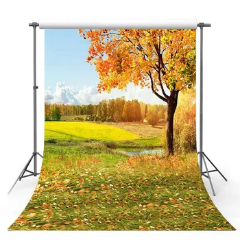 

TAIBO Vinyl Background Photography Tree and Golden Fallen Leaves Background Autumn Landscape Photo Studio Backdrop Photocall