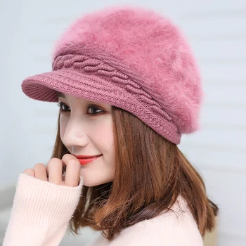 

Girls Fashion Bonnet Baggy Thick Beret Women's Women Female Warm Cap Crochet Wool Hat Ladies Beanie Winter Slouch Knitted