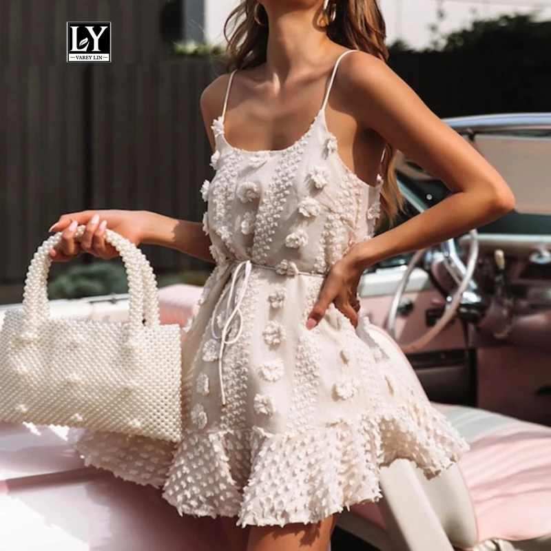 Ly Varey Lin винтажное короткое платье с цветочной вышивкой женское сексуальное на