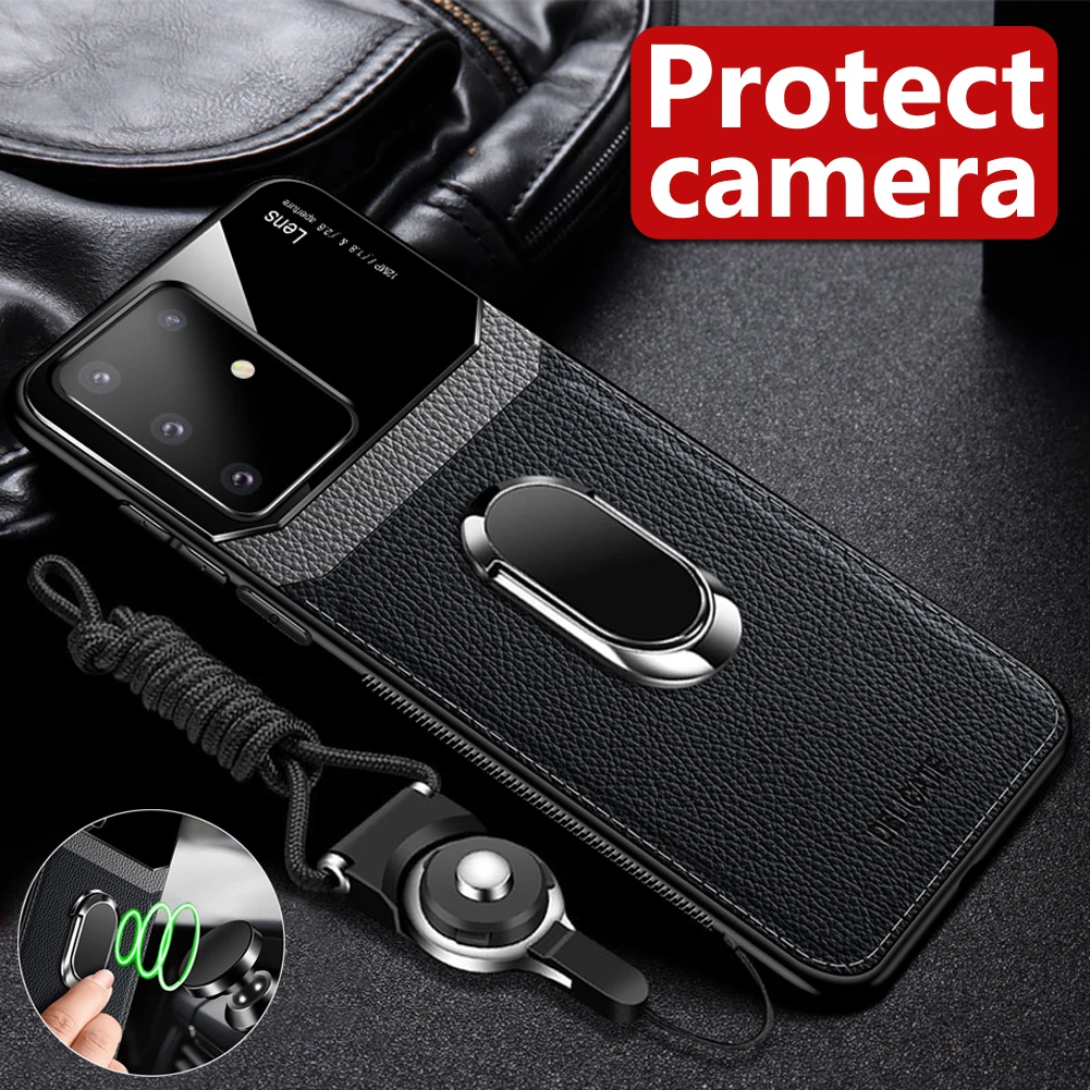 Case For Samsung Galaxy S20 Luxury Leather Magnetic Ring Stand Holder Phone Cases S20+ Ultra Back Cover |