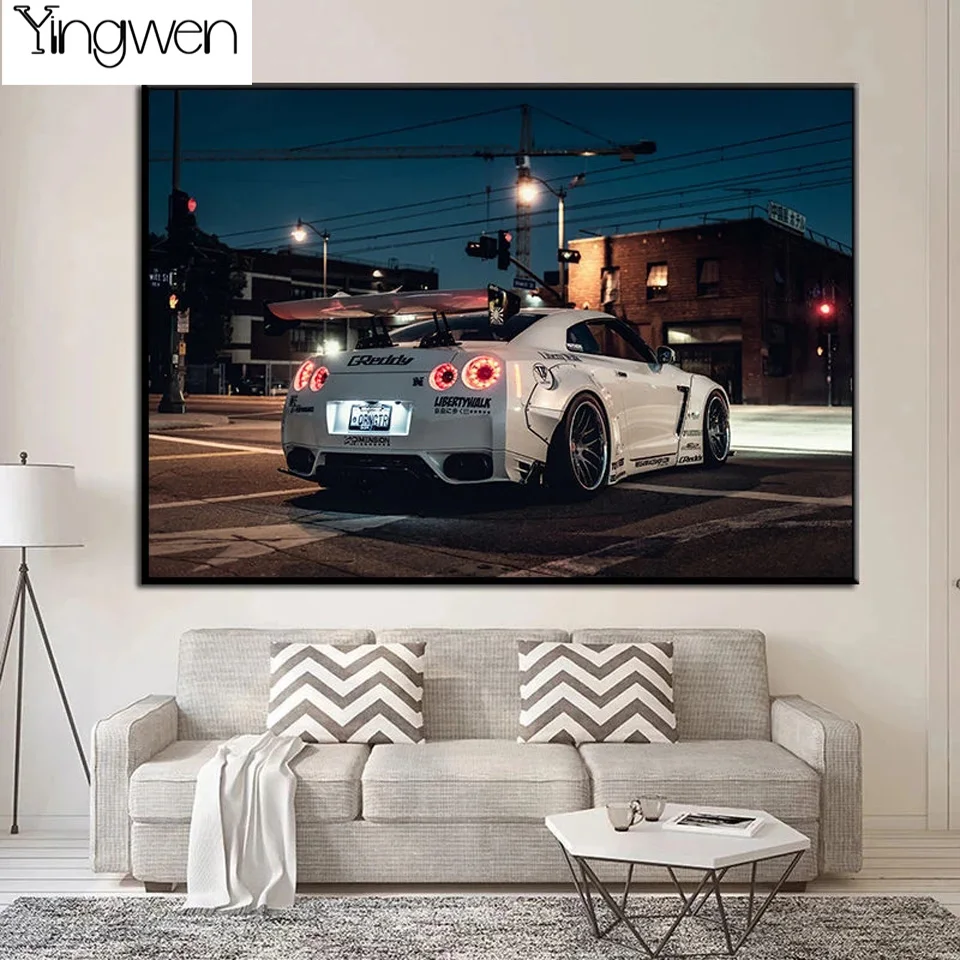 Алмазная живопись 5d полная мозаика Nissan тюнинг GTR R35 белый суперкар сделай сам