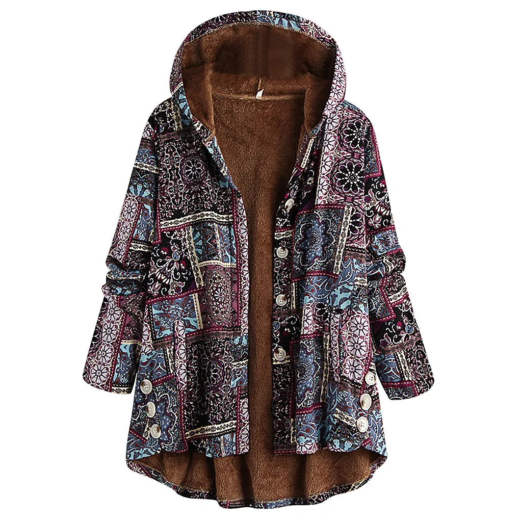 Большие размеры, осенне-зимние куртки, Женская парка, теплые куртки, пальто, винтажные парки на молнии с цветочным принтом, пальто, верхняя одежда#925 - Цвет: pp