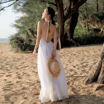 

Bali Beach Dress Women's 2020 Summer Seaside Holiday Camisole-Long Backless Dress Vestidos De Verano Maxi Party Dresses Ladies