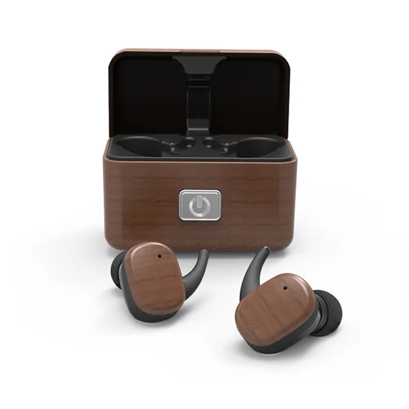 

Wireless Bluetooth 5.0 Headphone Wood Grain Sweatproof Sports Earphone Wireless Charge Earbuds Suitable for Samsung Huawei