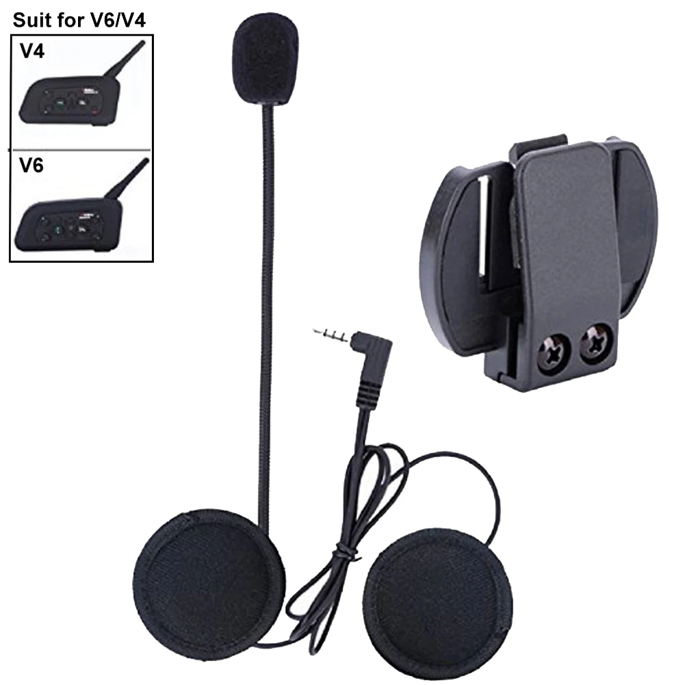 Microphone Headphone Hard Cable Headset & Clip Accessory for New V6/V4 Motorcycle Helmet Bluetooth Interphone Motorbike Intercom 