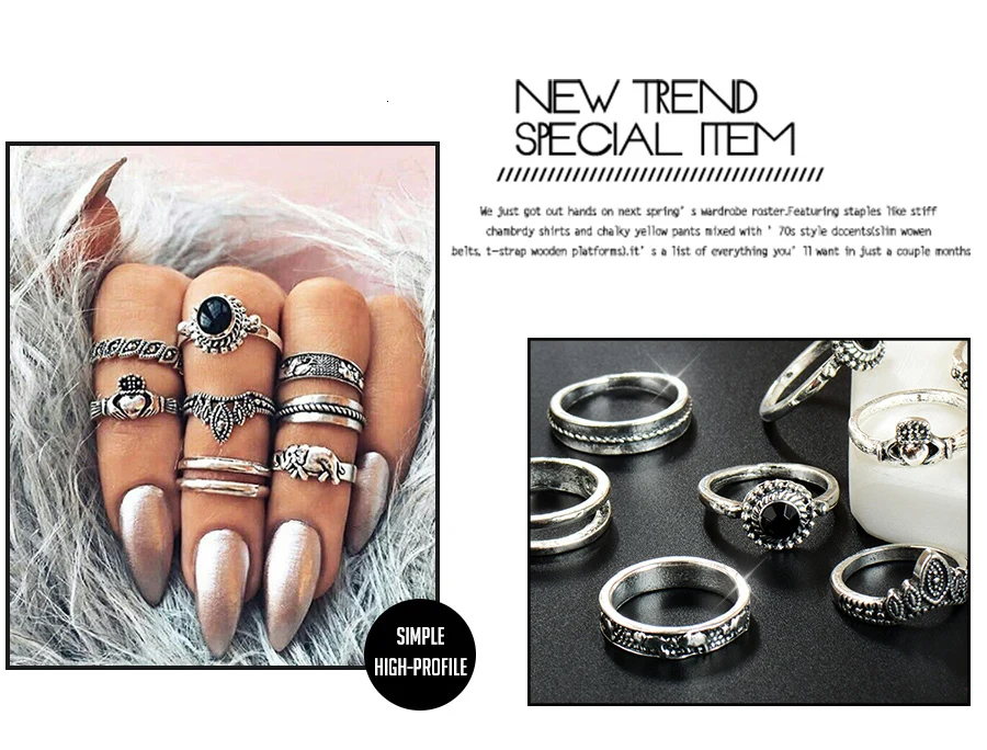 RAVIMOUR 7 стилей, винтажные кольца на кончик пальца для женщин геометрической формы, в стиле бохо, набор колец с цветком и кристаллами, богемные ювелирные изделия на палец средней длины, Bague Femme