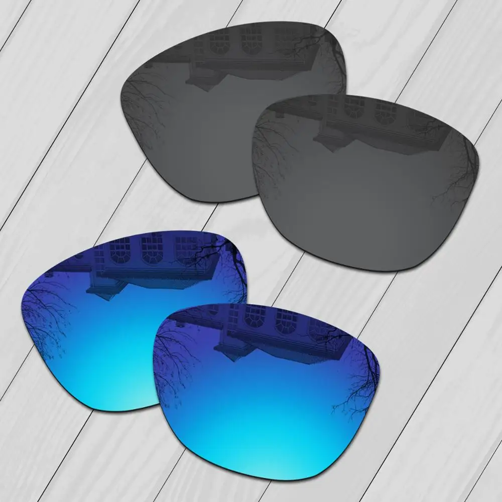 

E.O.S 2 Pairs Black & Ice Blue Polarized Replacement Lenses for Oakley Frogskins OO9013 Sunglasses