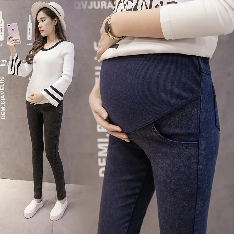 Pregnancy Abdominal Pants Maternity High Waist Loose Denim