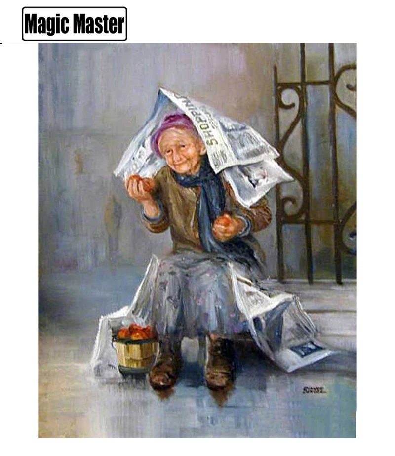 Алмазная 5D картина сделай сам с полными квадратными/круглыми стразами бабушка из
