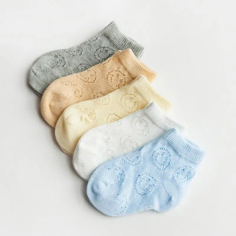 От 0 до 6 лет, 5 пар, носки для новорожденных, детей, летнее хлопковое платье в сеточку для детей ясельного возраста Носки ультра-тонкие дышащие детские носки