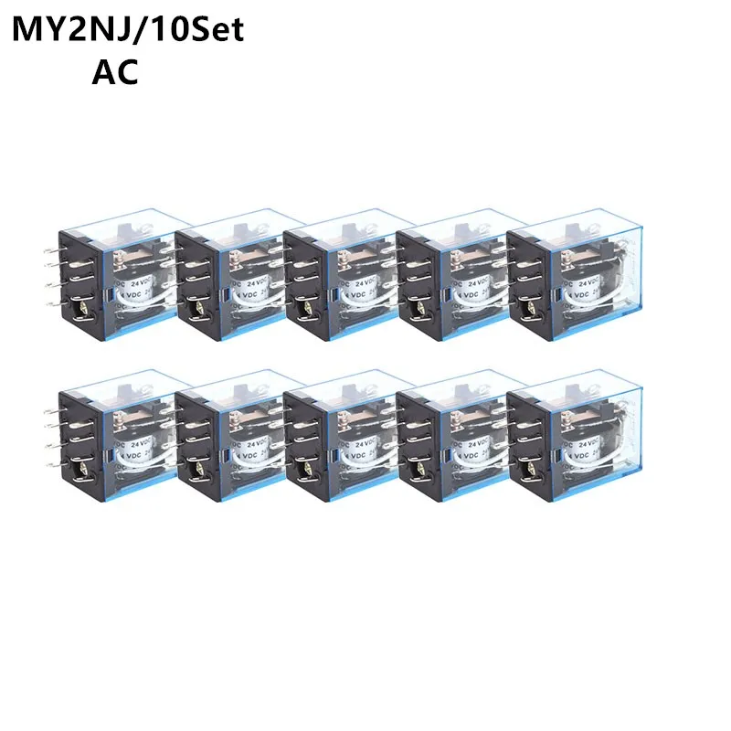 

10PCS MY2P HH52P MY2NJ Relay General DPDT Micro Mini Electromagnetic Relay Switch with LED AC 12V 24V 36V 48V 110V 220V 380V
