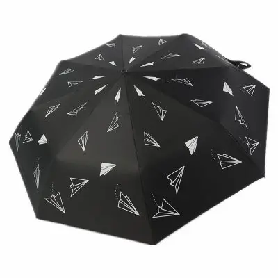 Автоматические зонты для Для мужчин со складным зонтом для маленьких мальчиков зонтик Авто Путешествия Дождь Зонты, дождь Для женщин анти-УФ солнечный рисунок: цветы - Цвет: black