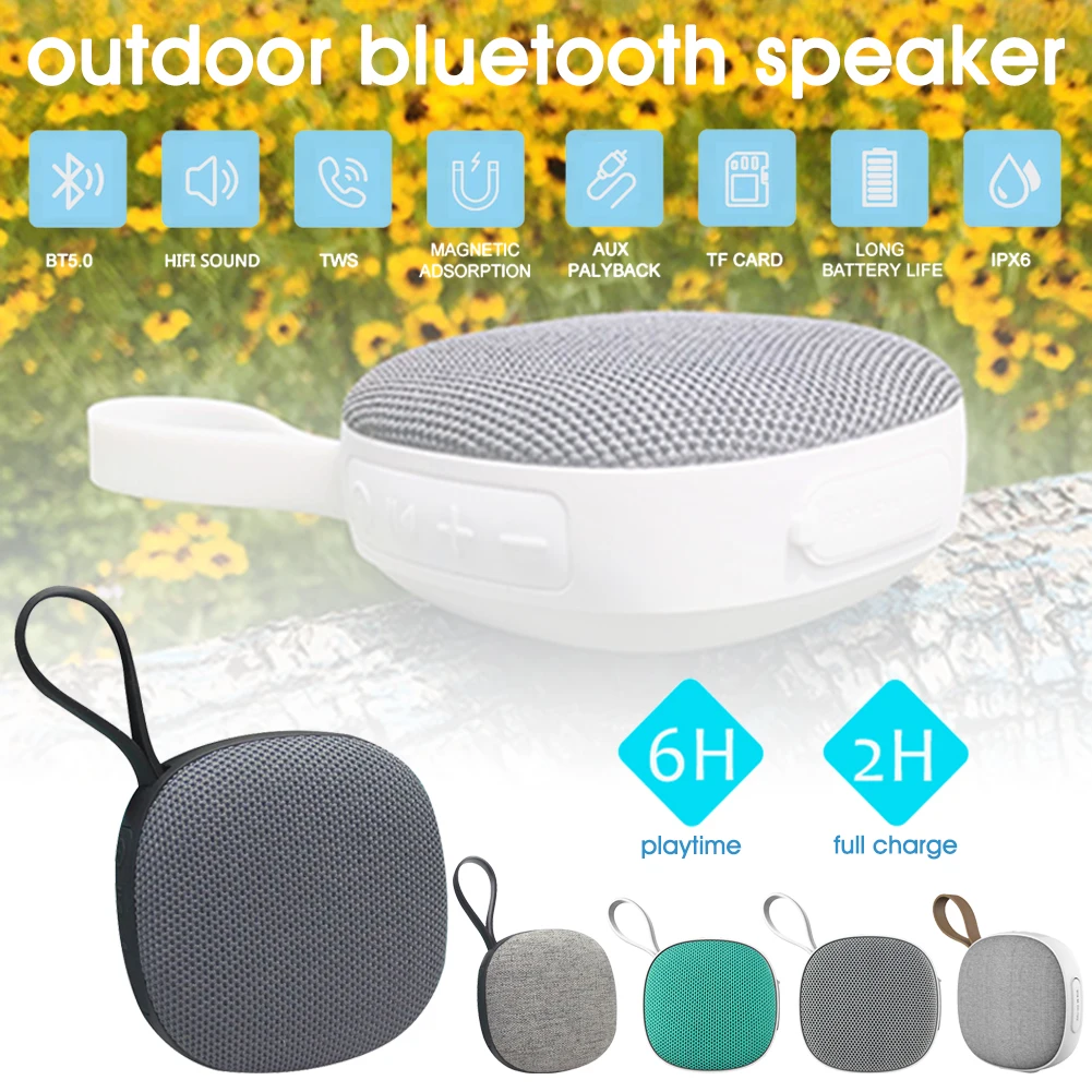 

Portable Super Sound Quality Mini Bluetooth Speaker IPX6 Waterproof Noise-Cancelling Mic With Lanyard And Magnetic Sheet