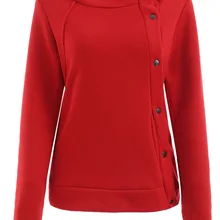 Joineles красный цвет осень для женщин толстовки с длинным рукавом Кнопка толстые теплые кофты Повседневная Женская Верхняя одежда Топы