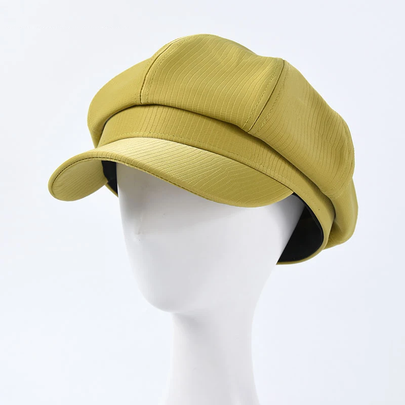 Новая модная женская кепка из искусственной кожи восьмиугольная зеленая авокадо кепки с козырьком от солнца военные кепки Snapback Женская Кожаная шапка