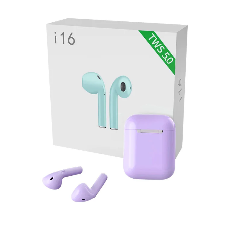 Bluetooth наушники, наушники, беспроводные наушники, HS, ушные вкладыши, TWS,, Pop Up Touch i7s, i7mini, i8, i9, i10, i11, i12, i15, i16, i20 - Цвет: i16 Button - Purple