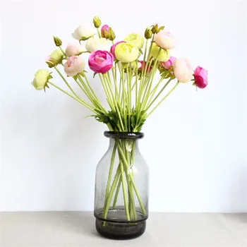 

10Pcs Fake Short Stem Camellia (3 stems/piece) 16.54" Length Simulation Tea Rose for Home Decorative Artificial Flowers