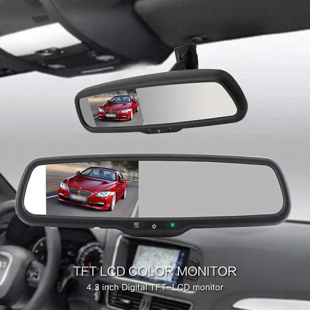 Автомобильная камера заднего вида 16:9 4," ЖК-экран зеркальный монитор дисплей авто затемнение с кронштейном и камерой Автомобильная электронная камера