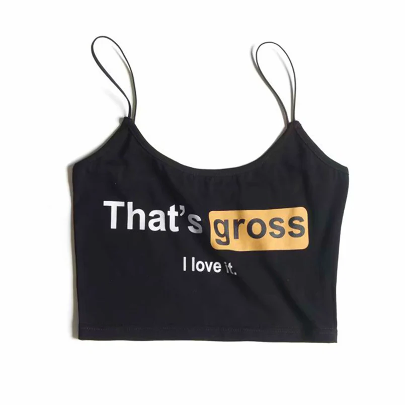Lady's top sexy letter print camisole women's sexy letter print overlap cross camisole crop vest breathable outdoor vests 20D25 (13)