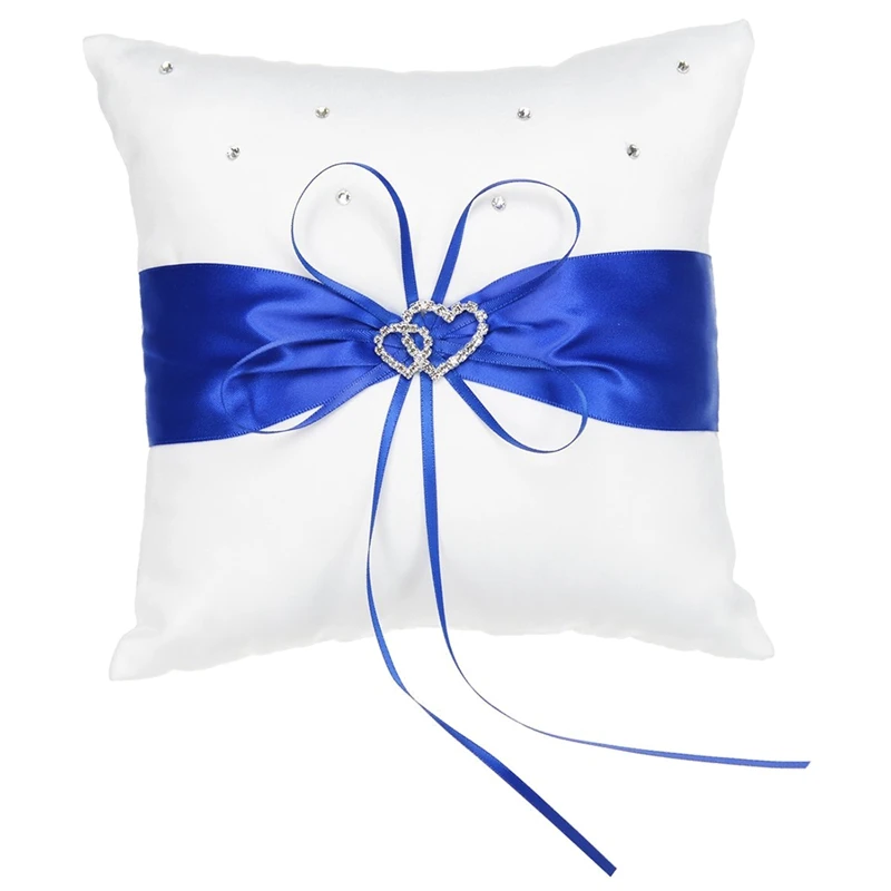 Атласная Подушка кольцо цвета слоновой кости с украшением в виде двойного сердца