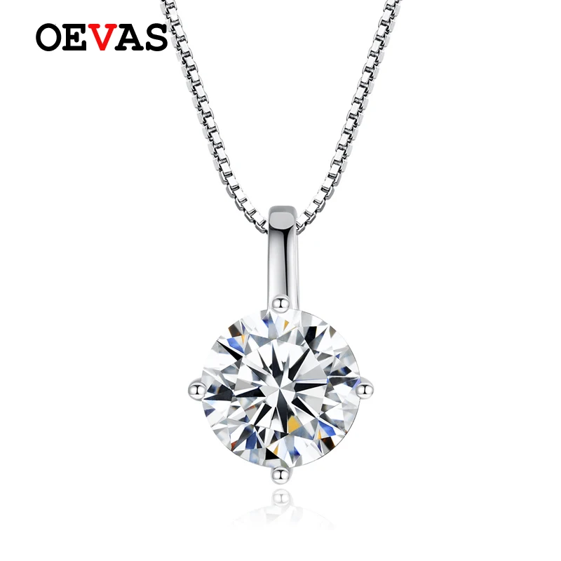 OEVAS Real 1 Carat Moissanite Pendant Necklace For Women Top Quality 100% 925 Sterling Sparkling Wedding Party Fine Jewelry
