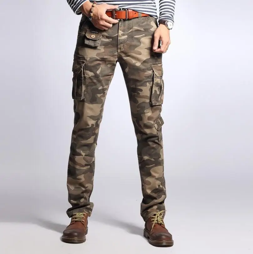  2020 Spring Cargo Camo Pant Men Army Military Style Tactical Pants Male Slim Casual Multi-pocket Ca