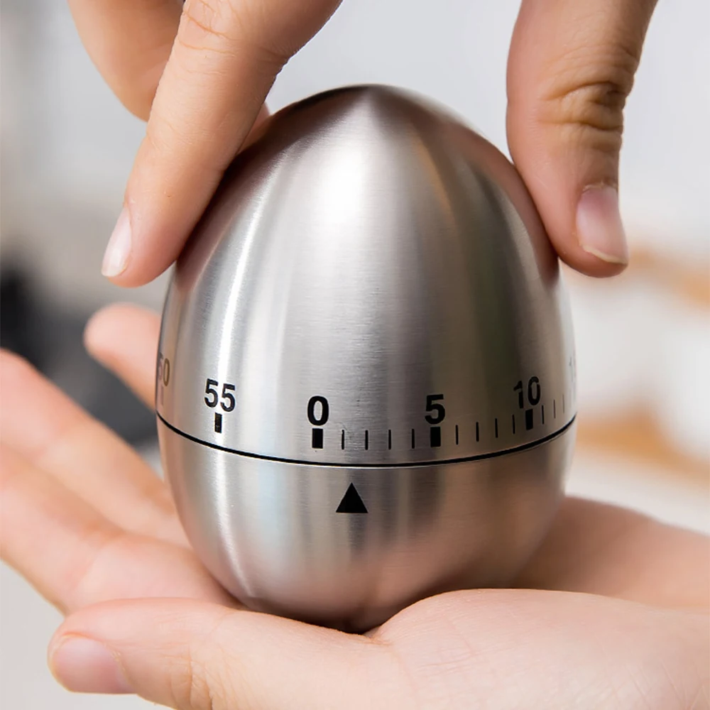 Kitchen timer stainless steel cooking eggs 60 minutes mechanical alarm clock baking cooking tools countdown time management-2