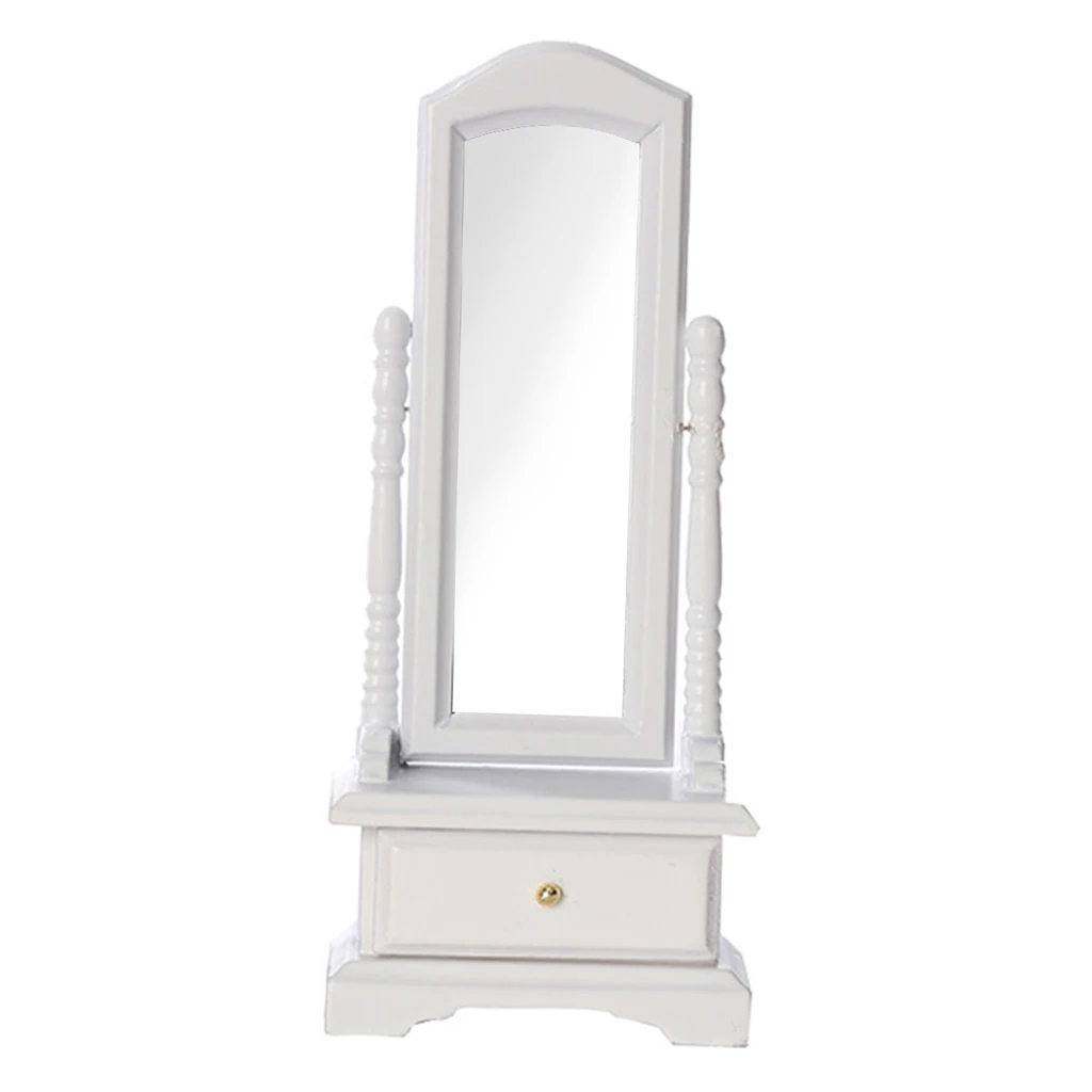 1:12 Scale Dolls House Birch Wooden Dressing Mirror Bathroom Decorative