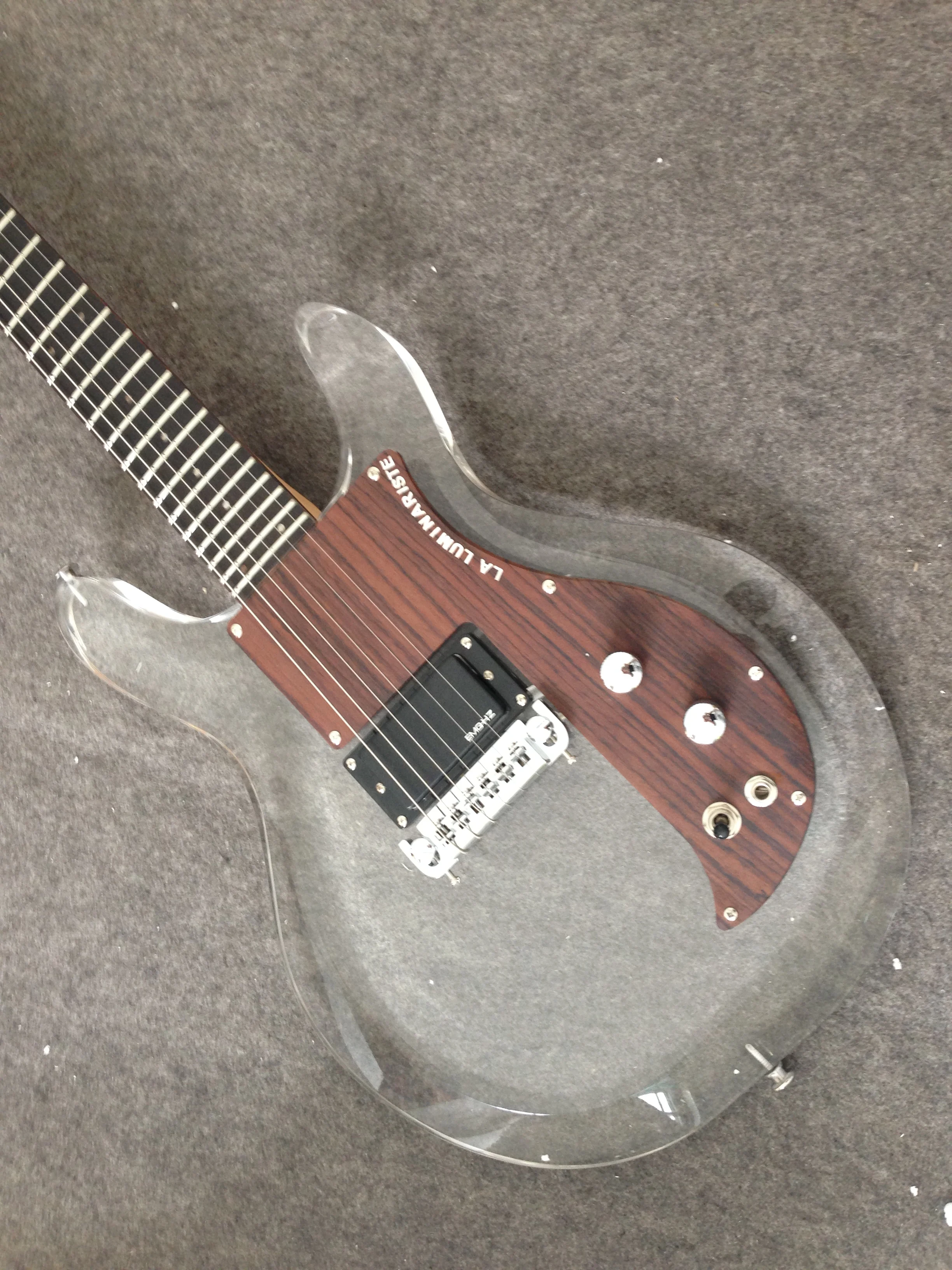 Lzeal акриловая электрогитара ra деревянная накладка humbucker pickup гитара хромированная гитара профессиональная