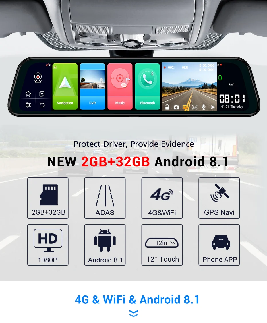 LDZDSEE Android 8,1 2G+ 32G Dash Cam ADAS FHD 1080P Автомобильный видеорегистратор Камера заднего вида Зеркало 10''IPS привод Видео Авто рекордер ночное видение