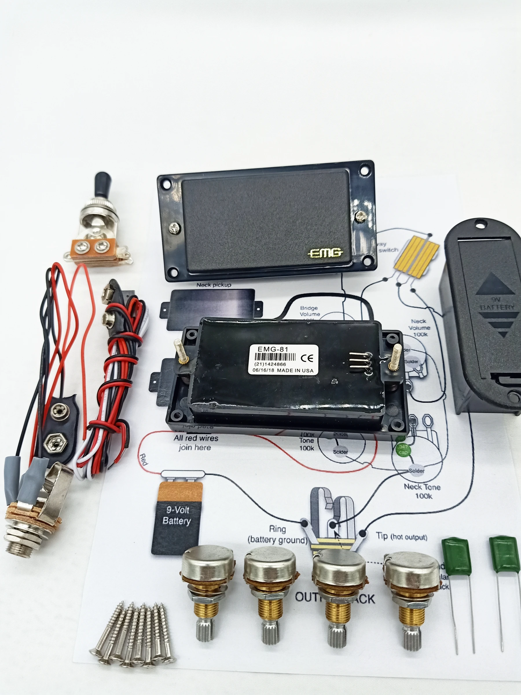 Новый электрогитара пикапы активный пикап Humbucker 9V источник питания батареи|guitar