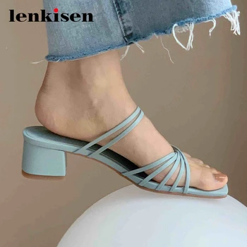 

Lenkisen new gladiator leisure narrow band high quality dating maiden square toe med square heel buckle straps women sandals L47