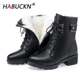 

HABUCKN Women bare boots 2020 new genuine leather women female boots natural wool warm winter naked boots winter woman shoes