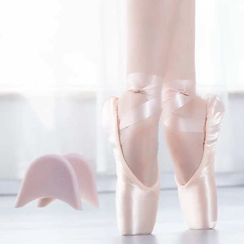 Pointe Satin Upper With Ribbon Girls Women's Pink Professional Ballet Shoes Dancing Shoes With Toe Pads 5