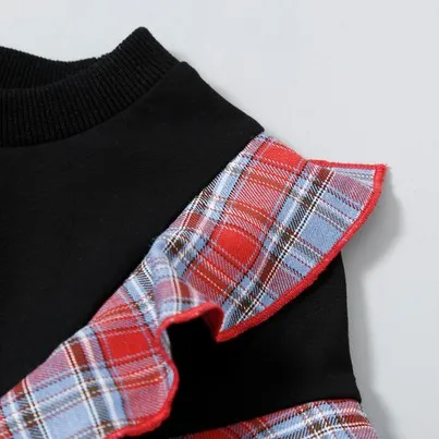 Autumn Winter Kid Baby Girl Coats New Fashion Plaid Long Sleeve Ruffle Tops Toddler Kids Clothes Cotton Casual Outfit 1-6T