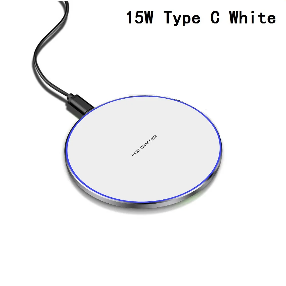15W Type C White FDGAO 15 Вт Qi Беспроводное зарядное устройство для samsung S10 S9 Note 10 Iphone 11 Pro XS Max XR huawei P30 Pro Беспроводная Индукционная зарядная панель - Цвет: 15W Type C White