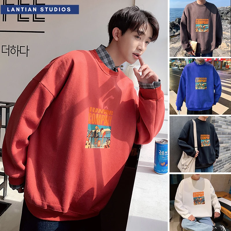 

Korean Style Autumn Men Hoodies 2019 Fashion Carton Printed Women Casual Sweatshirts Japanese Streetwear Man Woman White Hoodies