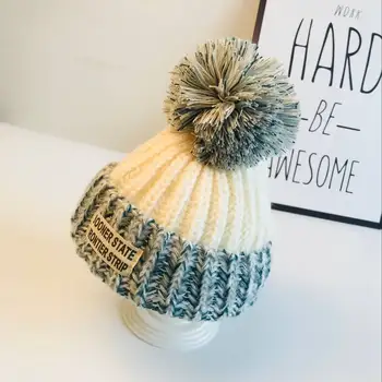 Autumn and winter children warm hat knitting wool yarn boys and girls hats good quality hats for kids  ages 2-12 years old 1