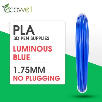 

Ecowell 1pcs 3D Pen Filament 1.75MM PLA Filament Luminous Blue 5meters For 3D Printing Pen 3D Printer 3d pen supplies