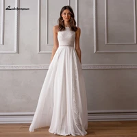 Simple Lace Chiffon Long Wedding Dresses Chic Boho Bridal Reception Boda Wedding Party Gowns 2024 Robe Mariage Customized 1