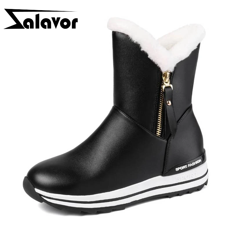 

ZALAVOR 4 Colors New Arrival Zipper Winter Fur Ankle Boots Warm Thick Bottom Round Toe Snow Boots Mujer Footwear Size 31-42