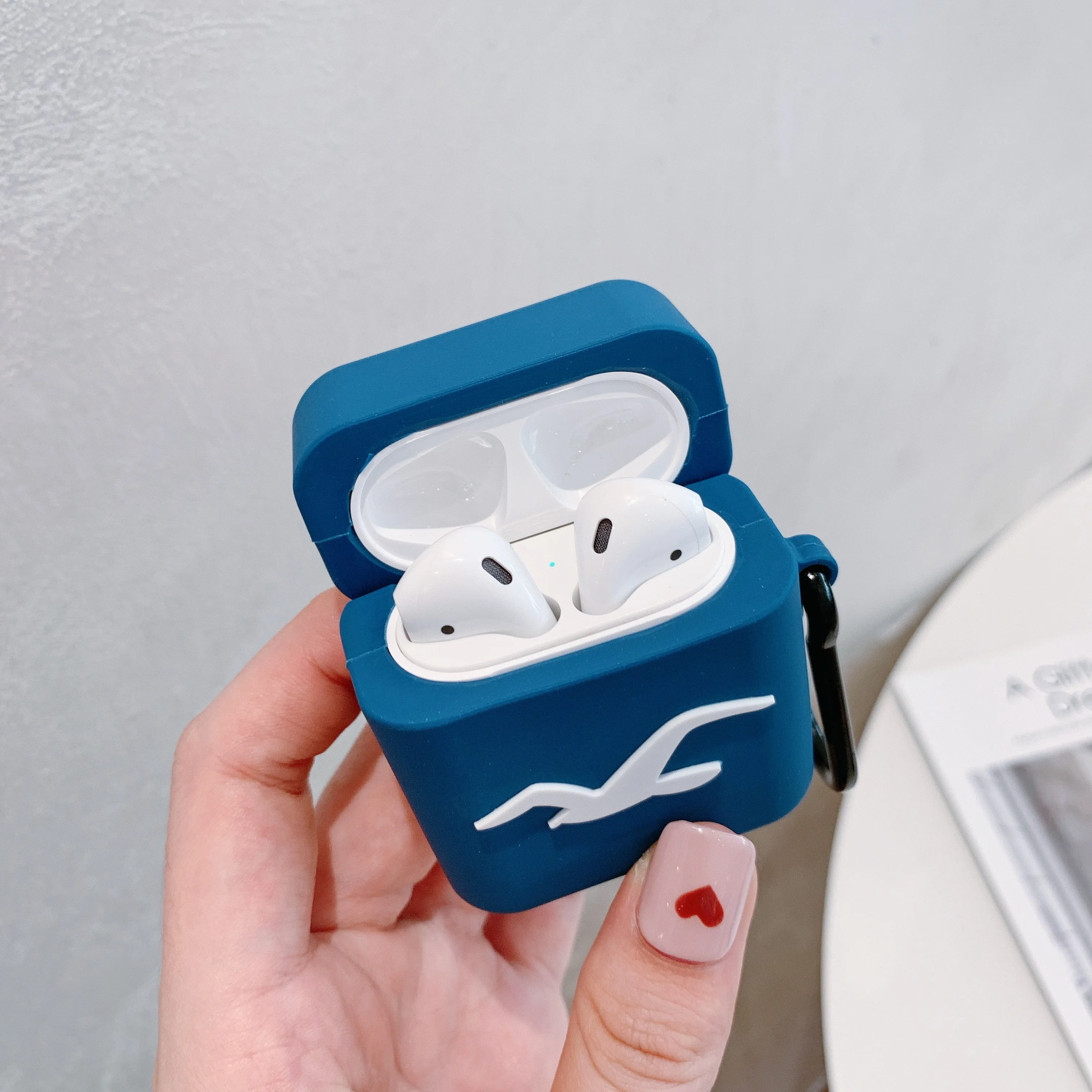 Белый силиконовый чехол с логотипом чайки для Apple Airpods 1/2, чехол для беспроводных наушников с Bluetooth, чехол для зарядки, сумка для airpod, чехол для гарнитуры, зарядная коробка