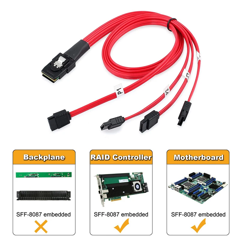 Mini SAS 10 Гбит/с SFF-8087 36Pin до 4 SATA жесткий разделитель дисков кабель 1,0 м DOM668