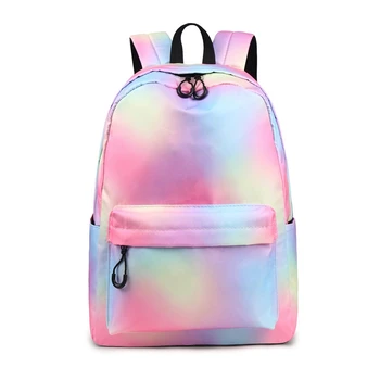 

Newest Women Teenage Backpack Girls Nylon School Bags Casual Large Capacity Rainbow Color Travel Bags